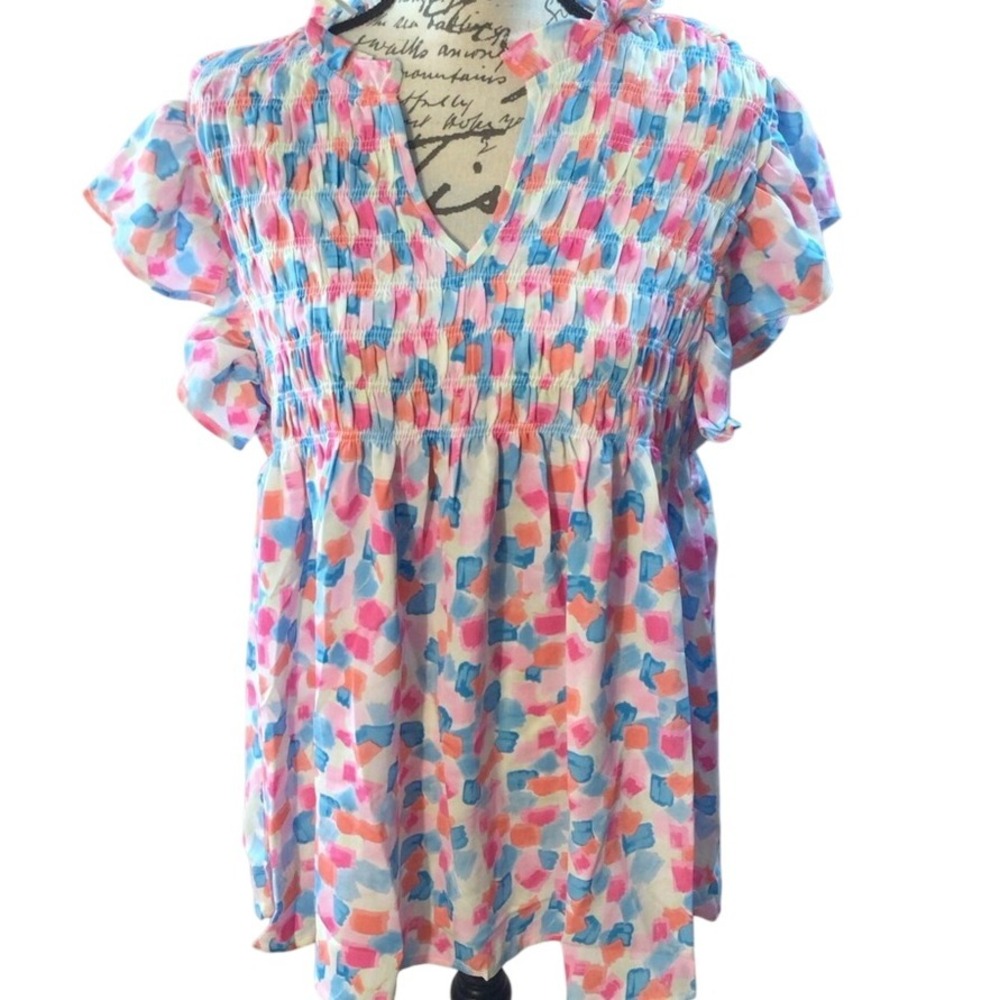 SALE Acelitt from Shein Women's‎ Vibrant Abstract Pattern Blouse Size XL